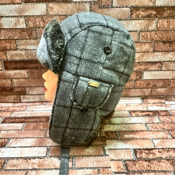 STETSON Men’s Winter plaid grey Hunting Hat - Picture 5 of 10